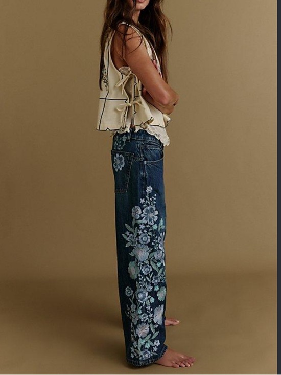 Free People Denim - NWT Free People Willow Floral forget me not Embroidered jeans w 29 we the free